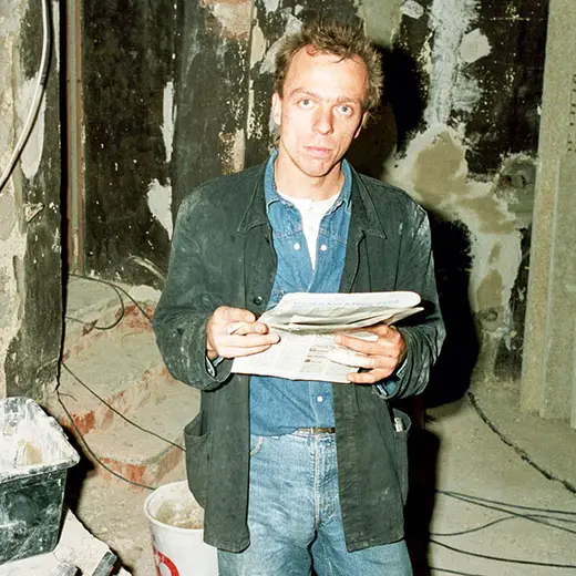Der junge Willi Pfaff auf der Baustelle