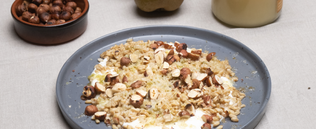 Ricotta mit Birnen Shaved-Eis