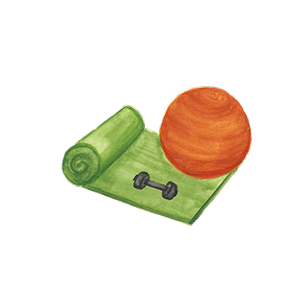Sportmatte und Ball